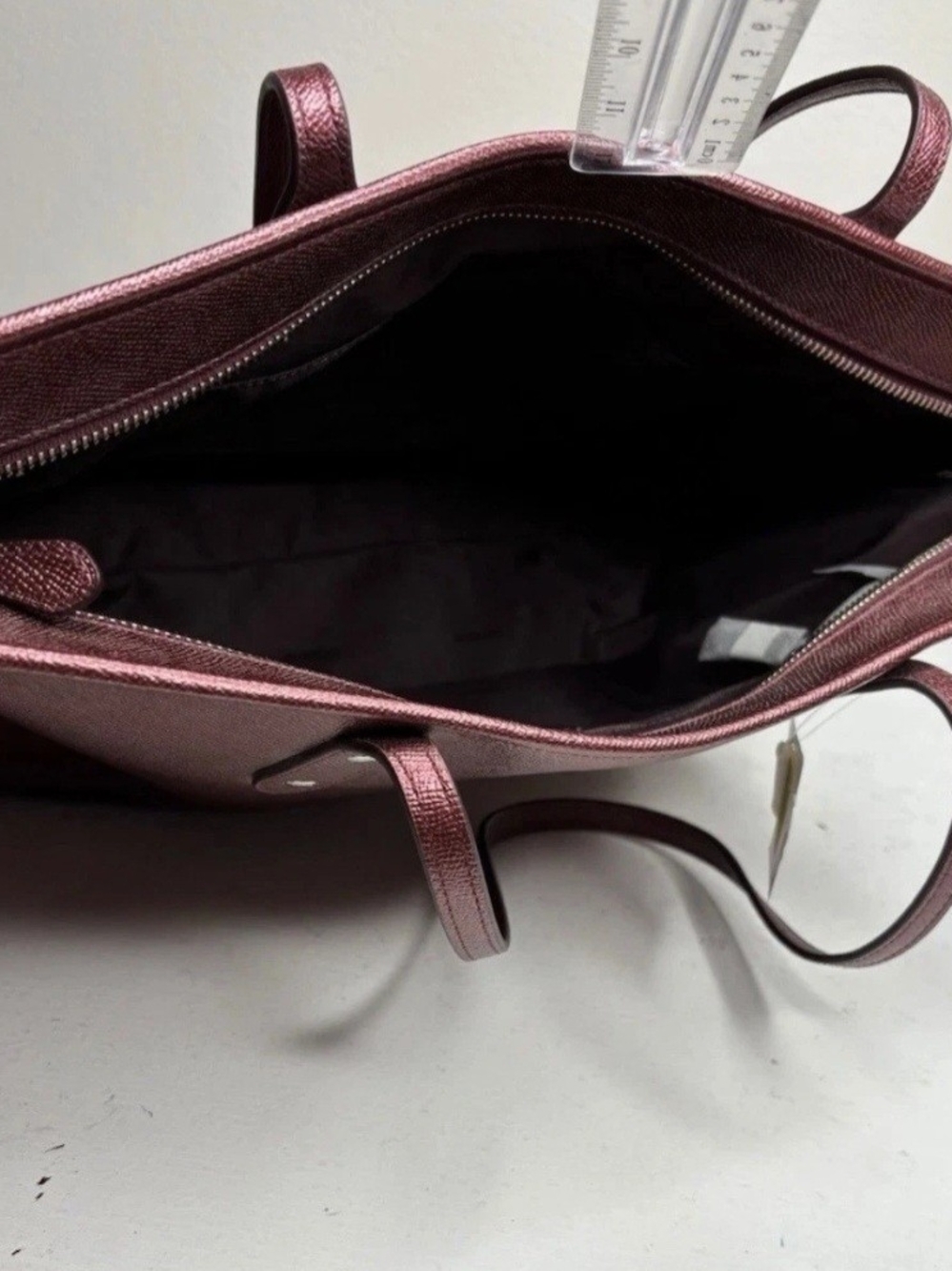 Coach Metallic Burgundy Leather Shoulder Tote - Picture 3 of 5